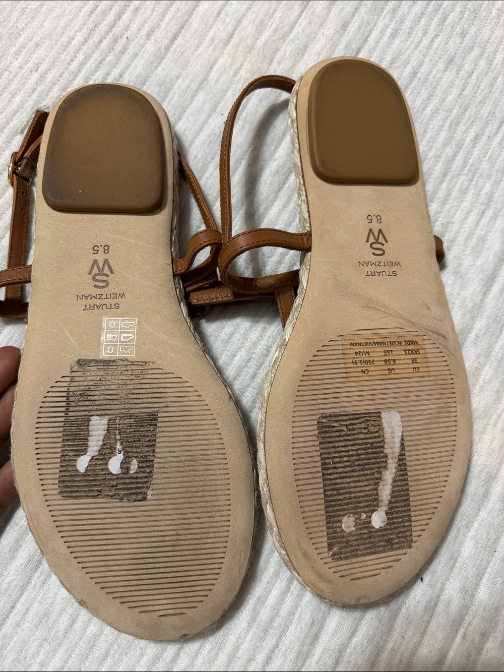 STUART WEITZMAN Felicity Espadrille Tan Bow leather Thong Sandals Flat size 8.5 - Picture 4 of 4